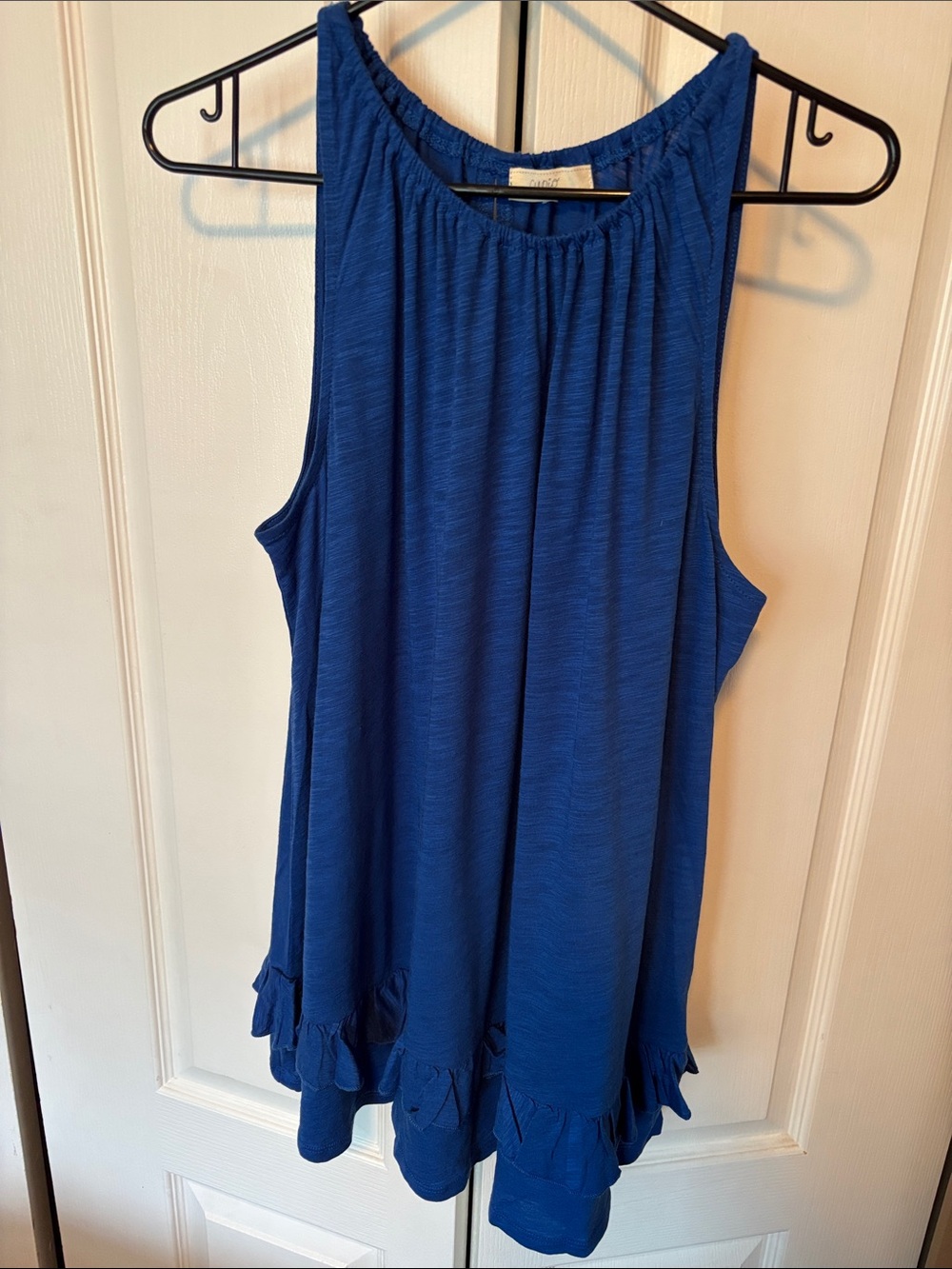Cupio Royal Blue Sleeveless Ruffle-Hem Tank